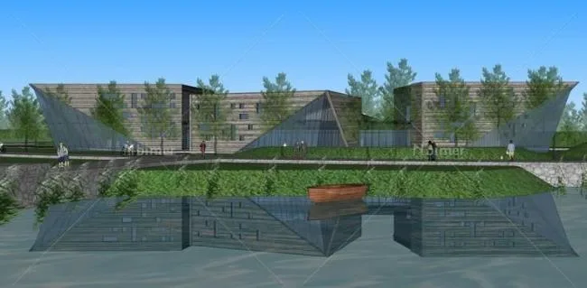 Sketchup文化模型|多层展览馆，现代风格，文化建筑