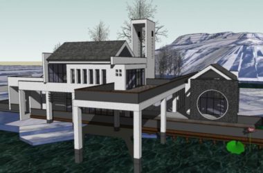 Sketchup商业模型|会所，售楼处，徽派，湖景，中式风格-BIM建筑网