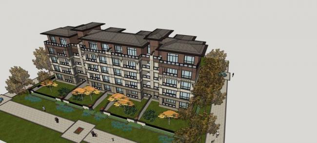 Sketchup住宅模型|花园洋房，多层，居住建筑，草原风格