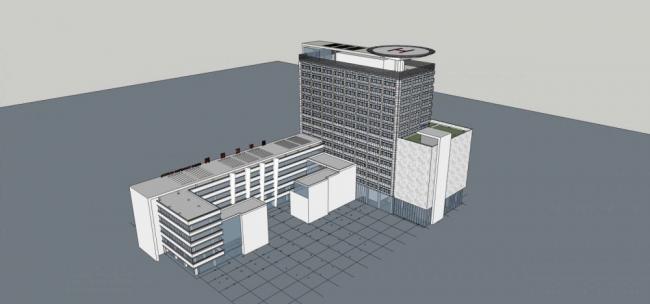 Sketchup医院模型|多层高层混合，医院，门诊大楼，现代风格，医疗建筑