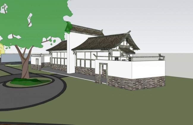 Sketchup小品模型|公共厕所，单层，中式