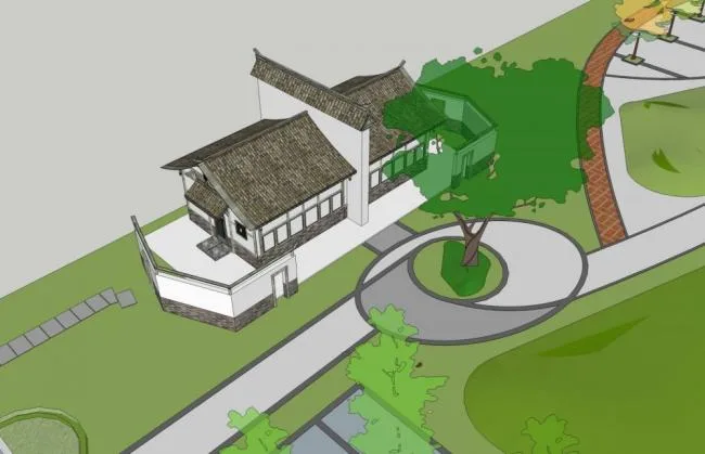 Sketchup小品模型|公共厕所，单层，中式