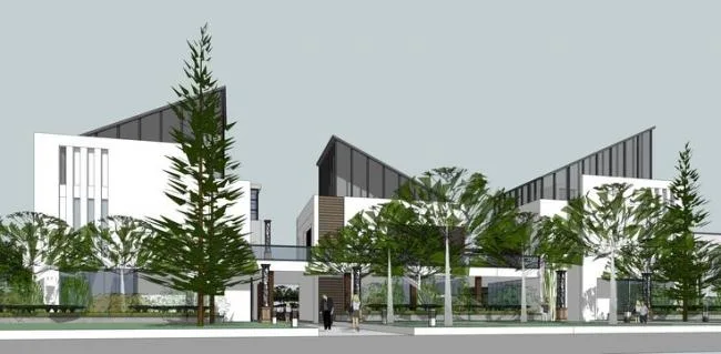 Sketchup商业模型|多层步行街，商业建筑，新中式风格