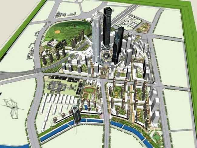 Sketchup综合体模型|高层住宅，商业建筑，写字楼，综合体，办公住宅区一体化城市设计，现代风格