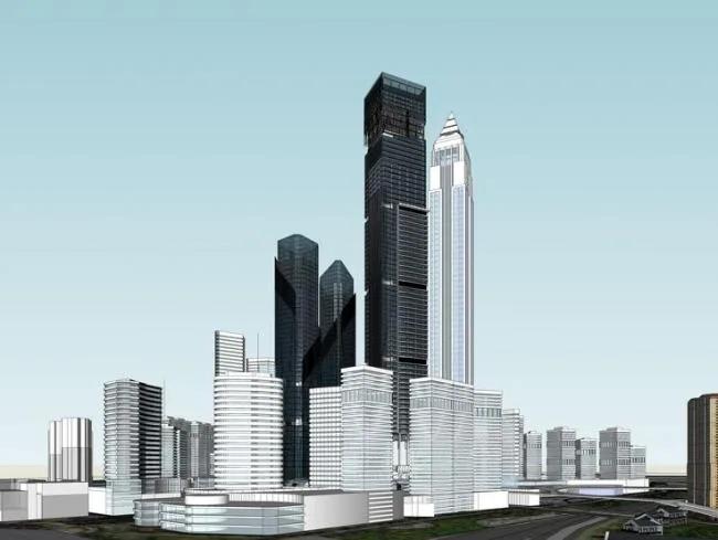 Sketchup综合体模型|高层住宅，商业建筑，写字楼，综合体，办公住宅区一体化城市设计，现代风格