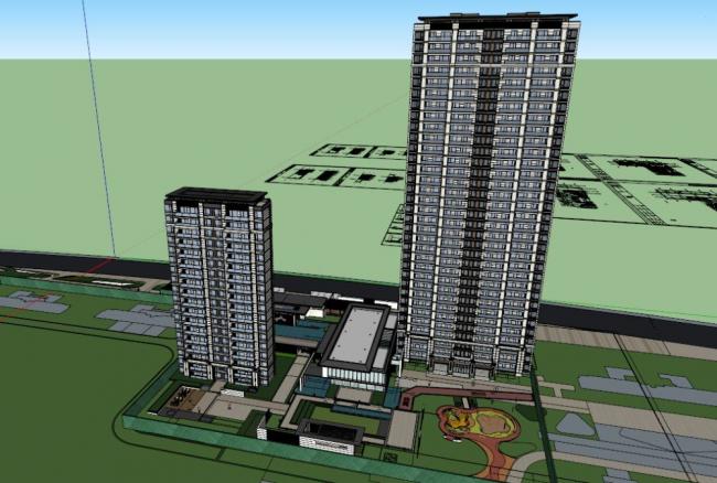 Sketchup住宅模型|售楼处，现代风格，高层住宅