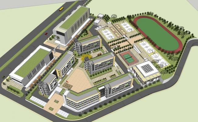 Sketchup学校模型|多层教学楼，学校，现代风格，中学校区规划设计，教育建筑
