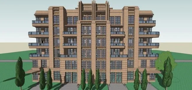 Sketchup住宅模型|多层住宅楼，居住建筑，新古典风格