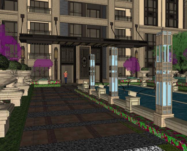 Sketchup住宅模型|高层,住宅，金地东御，新古典风格，居住建筑