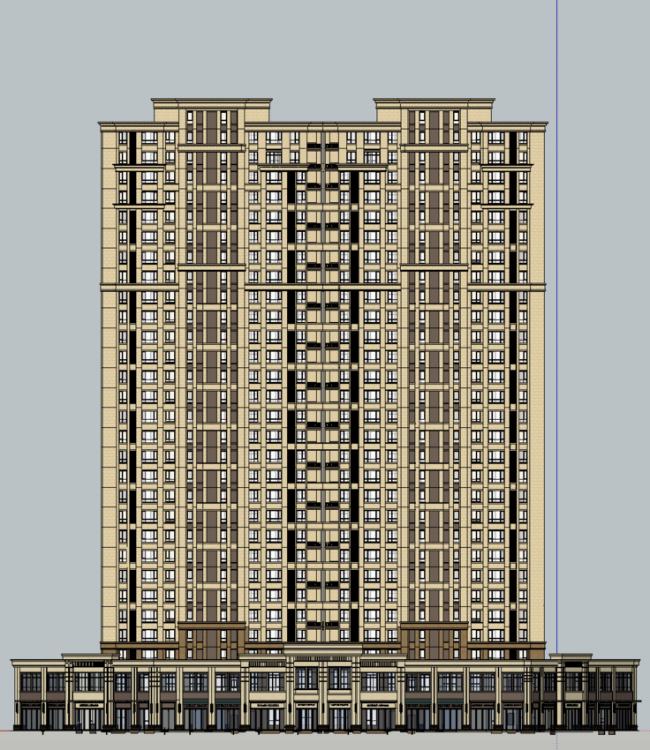 Sketchup住宅模型|高层住宅，居住建筑，新古典风格