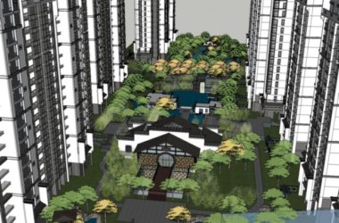 Sketchup住宅模型|高层住宅，小区，景观，新中式风格，汉唐风，居住建筑-BIM建筑网