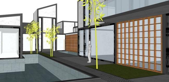 Sketchup住宅模型|苏博式别墅，住宅院落，中式风格，水景景观