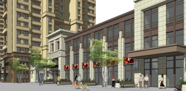 Sketchup住宅模型|高层住宅，商业街，底层商业，居住建筑，现代风格