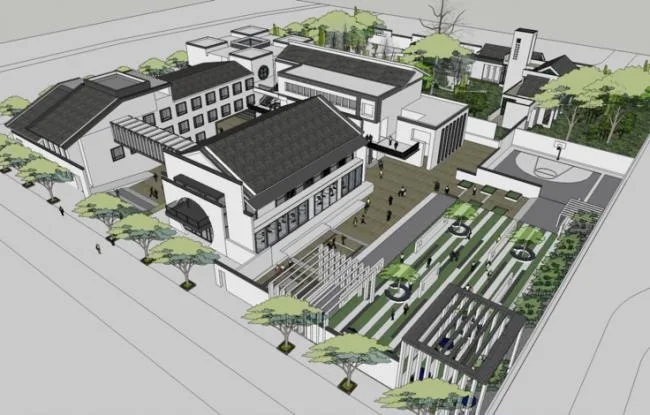 Sketchup酒店模型|度假中心，酒店，新中式风格，徽派建筑