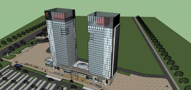 Sketchup商业模型|高层商业建筑，酒店办公，商场，现代风格