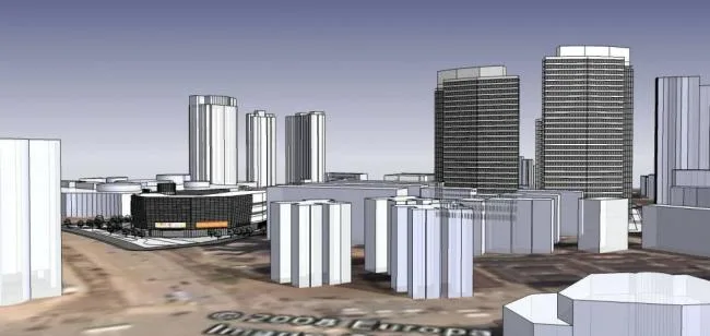 Sketchup住宅模型|高层住宅区，现代风格，居住建筑，多层商场，商业裙房