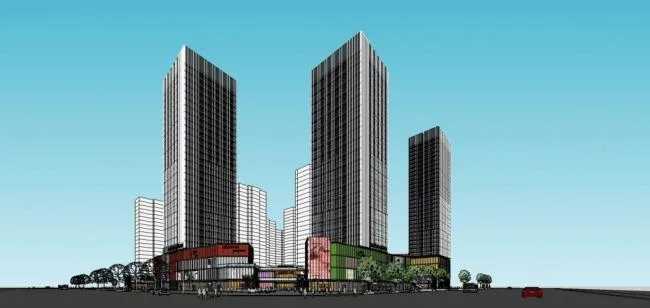 Sketchup综合体模型|超高层商业综合体，办公酒店，商业裙房，现代风格