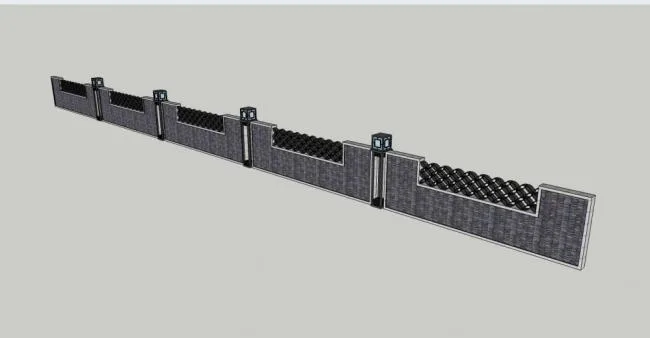 Sketchup素材模型|围墙，中式风格，建筑构件