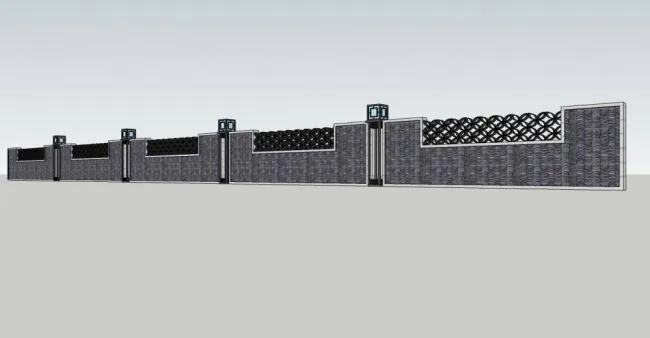 Sketchup素材模型|围墙，中式风格，建筑构件