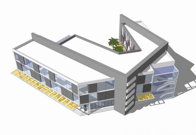 Sketchup办公模型|小型办公楼，低层，现代风格