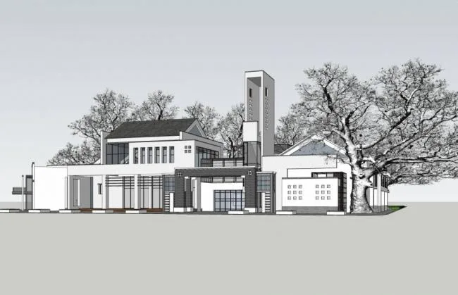 Sketchup商业模型|多层会所，新中式风格，商业建筑