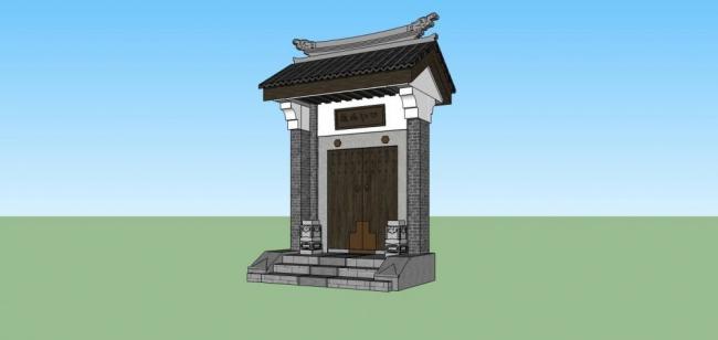 Sketchup素材模型|大门，中式风格，建筑构件