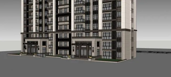 Sketchup住宅模型|高层住宅楼，中式风格，居住建筑