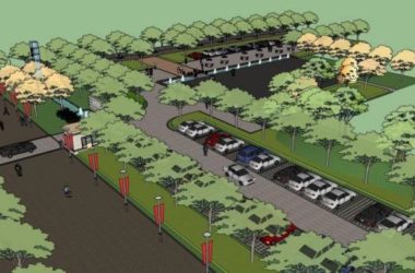 Sketchup景观模型|广场景观，入口，城市小品，单层，现代风格，保安室，停车场，路灯-BIM建筑网