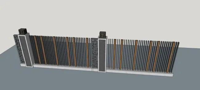 Sketchup素材模型|围墙护栏，建筑构件，中式风格
