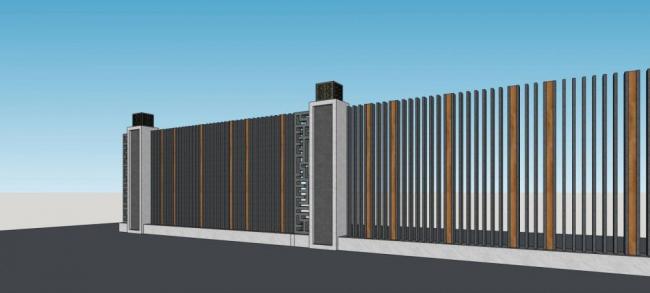 Sketchup素材模型|围墙护栏，建筑构件，中式风格