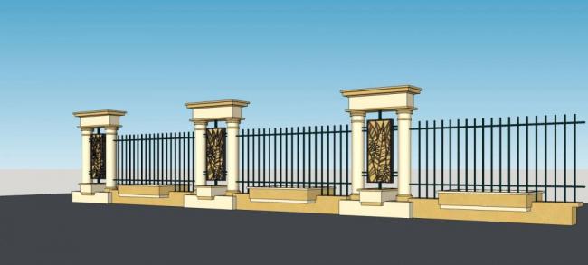 Sketchup素材模型|欧式，景观，围墙护栏，建筑构件
