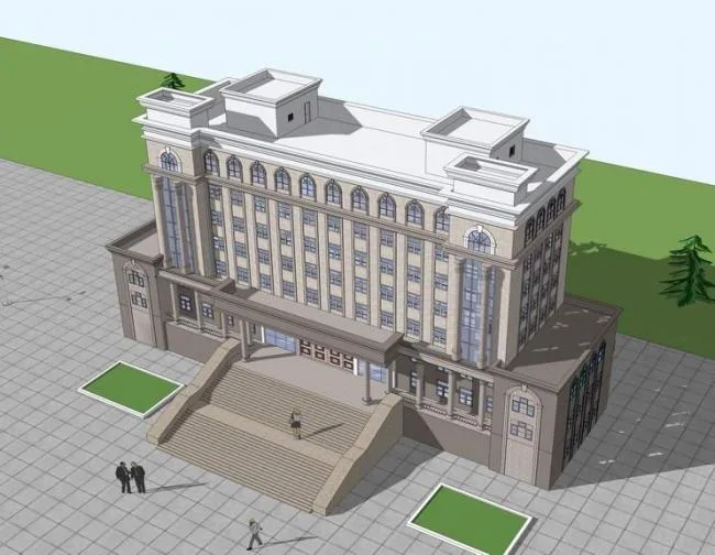 Sketchup办公模型|行政办公楼，政府办公楼，多层，简欧式
