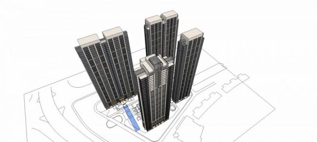 Sketchup住宅模型|高层住宅楼，小区，现代风格，居住建筑