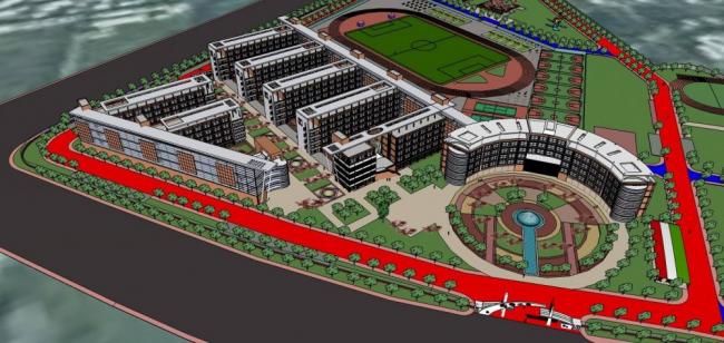 Sketchup学校模型|多层学校，实验小学，教育建筑，文教卫生，现代风格