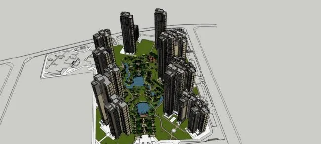 Sketchup住宅模型|高层住宅，小区，景观，居住建筑，现代风格