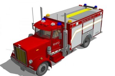 Sketchup素材模型|消防车-BIM建筑网