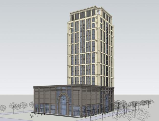 Sketchup办公模型|高层办公楼，新古典风格