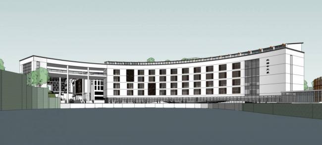Sketchup学校模型|多层学校，南方某高校，教学楼，新中式地方，教育建筑