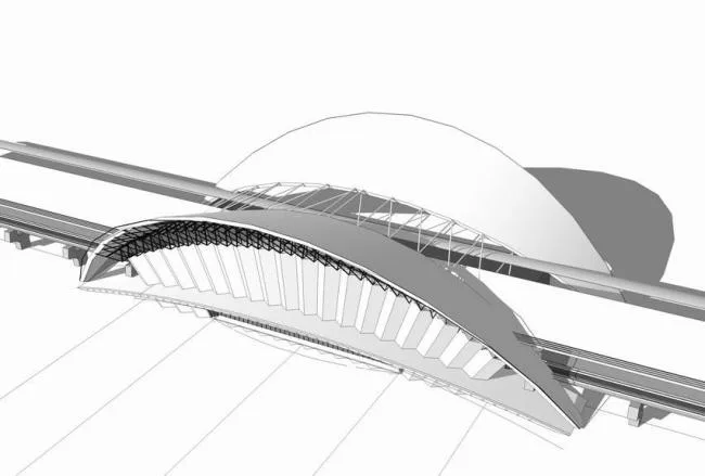 Sketchup车站路桥|火车站，高铁站，现代风格，交通建筑