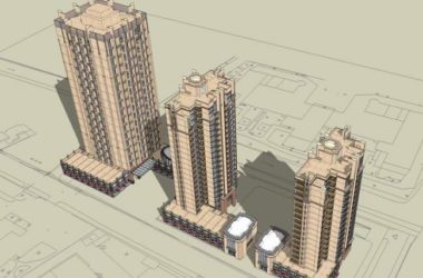 Sketchup住宅模型|高层住宅，沿街商业，商业裙房，居住建筑，现代风格-BIM建筑网
