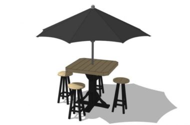 Sketchup素材模型|户外阳伞，桌椅-BIM建筑网