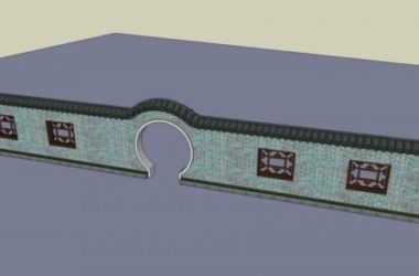 Sketchup素材模型|围墙，景观，入口，中式风格，建筑构件-BIM建筑网