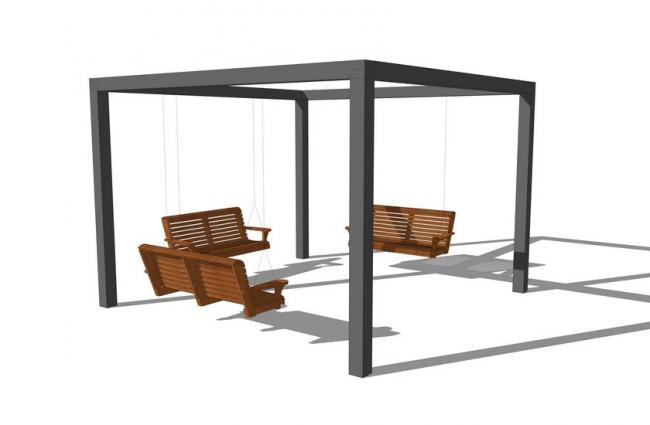 Sketchup素材模型|秋千椅子，景观，素材组件