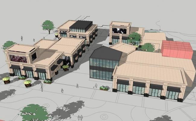 Sketchup商业模型|分散式商业街，新古典风格