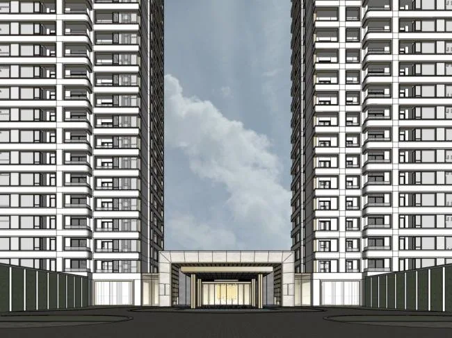 Sketchup住宅模型|高层住宅，现代风格，居住建筑