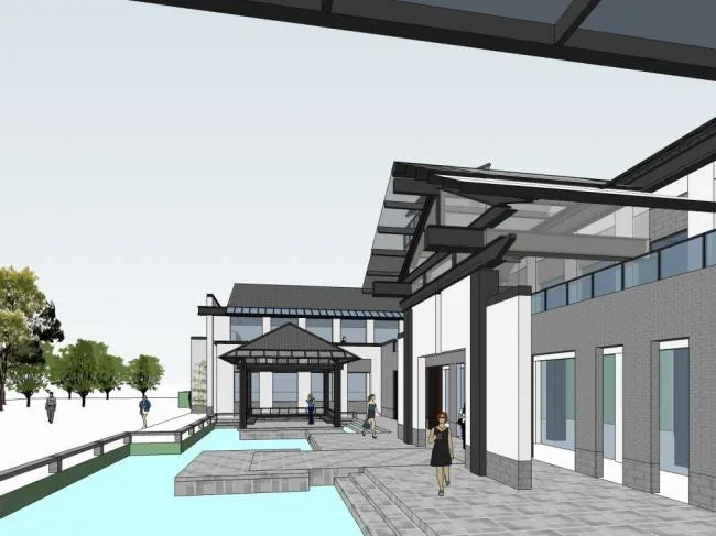 Sketchup文化模型|多层博物馆，文化建筑，中式风格