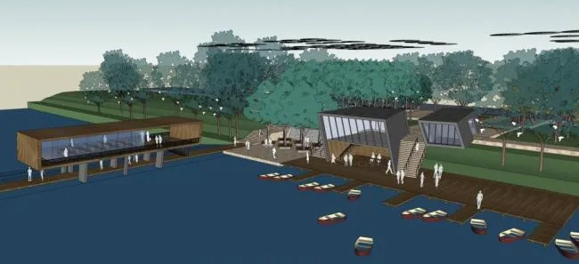 Sketchup景观模型|码头，公园景观，水坝，现代风格