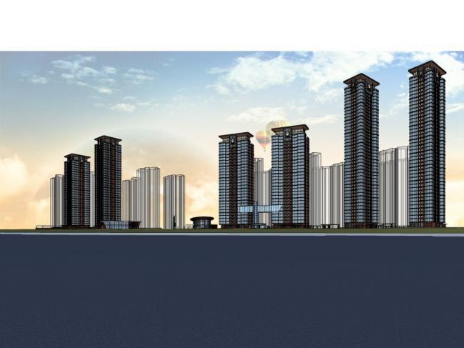 Sketchup住宅模型|超高层住宅，现代风格，居住建筑