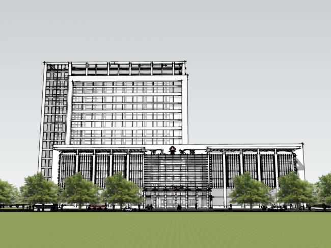 Sketchup医院模型|多层高层混合，医院，医疗建筑，现代风格