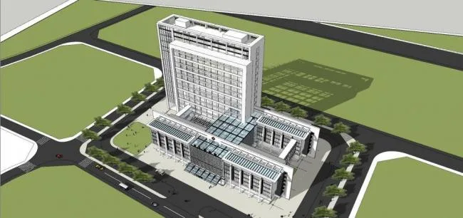 Sketchup医院模型|多层高层混合，医院，医疗建筑，现代风格